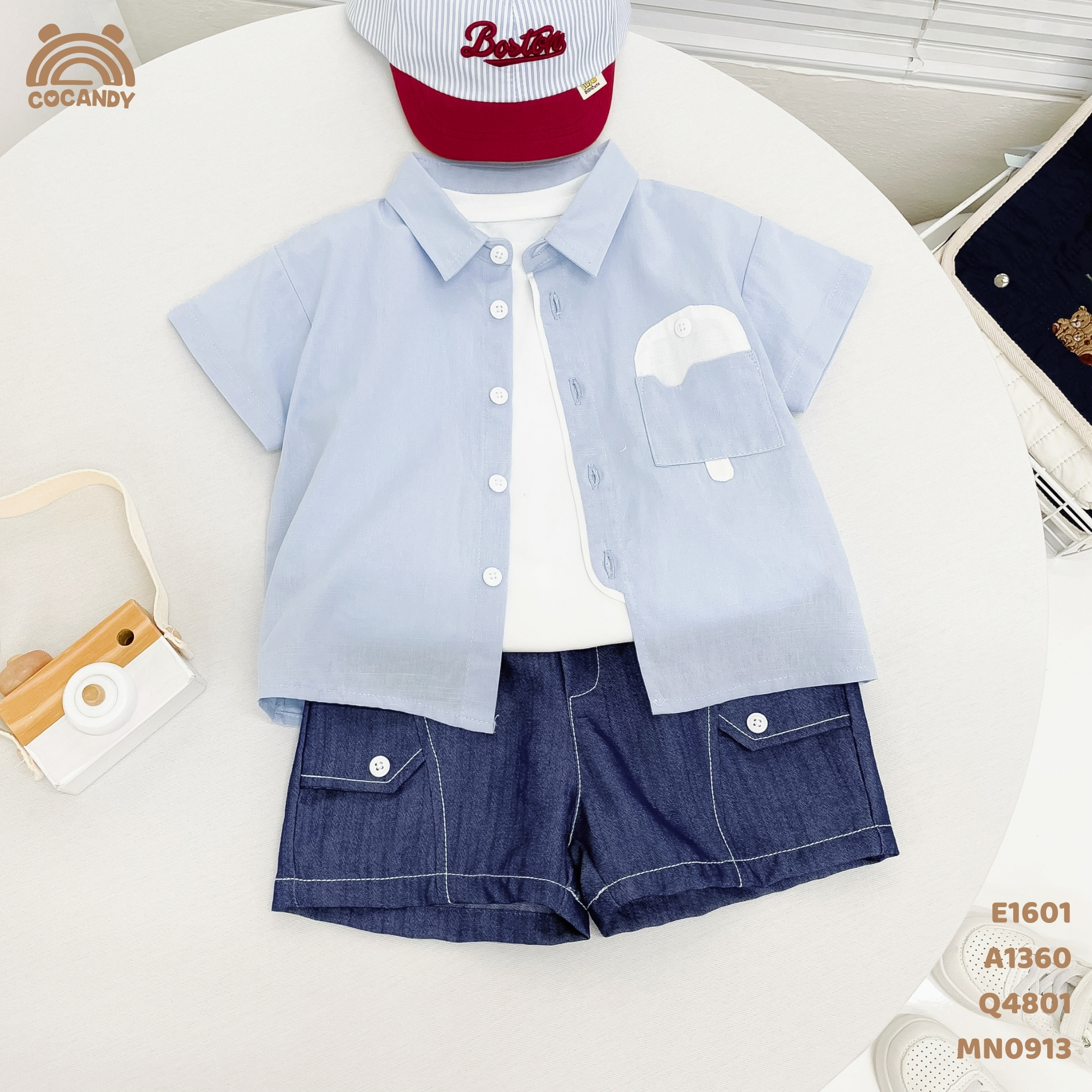 Áo cộc sơ mi XANH DƯƠNG hình cây kem_thumbnail_1