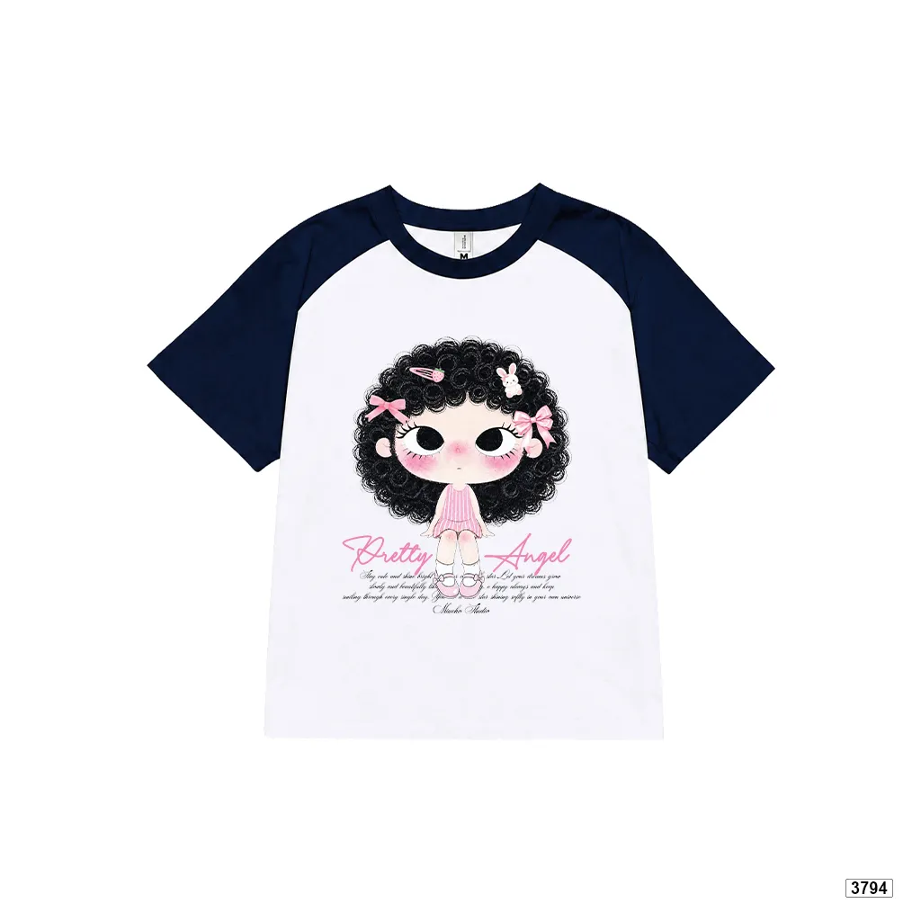 Áo babytee raglan mix màu Pretty Angel bé gái tóc xoăn phong cách Hàn Quốc Miucho 3794_thumbnail_9