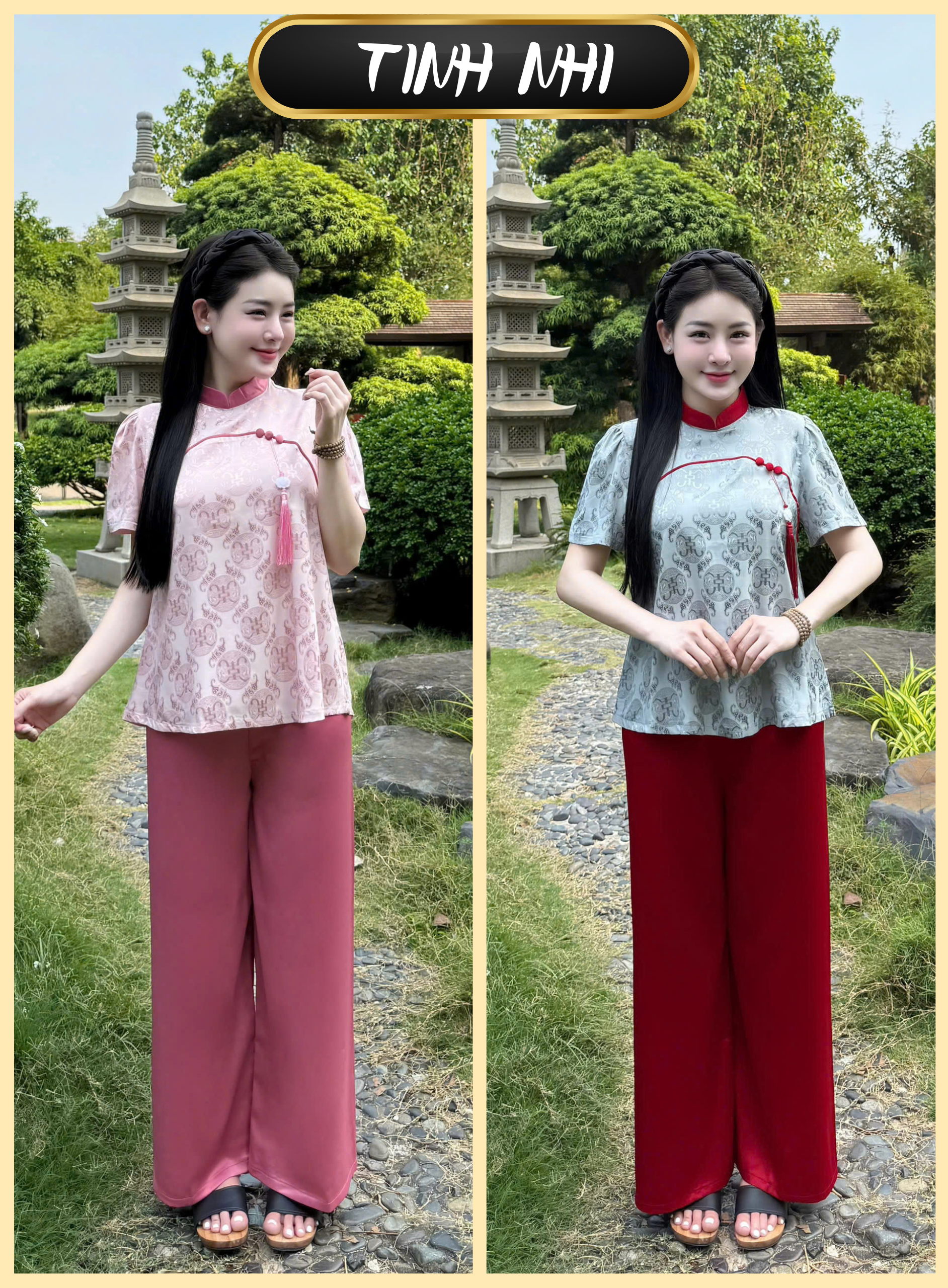 PP302 Pháp phục lễ chùa tay ngắn Tinh Nhi