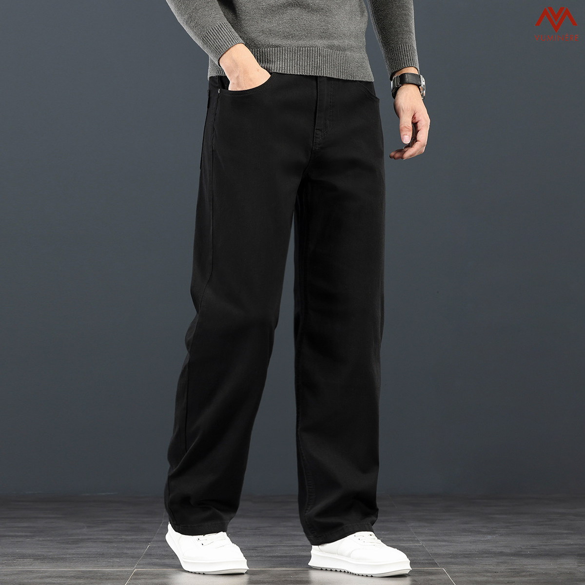 Quần Jeans nam dáng suông rộng ( JE )