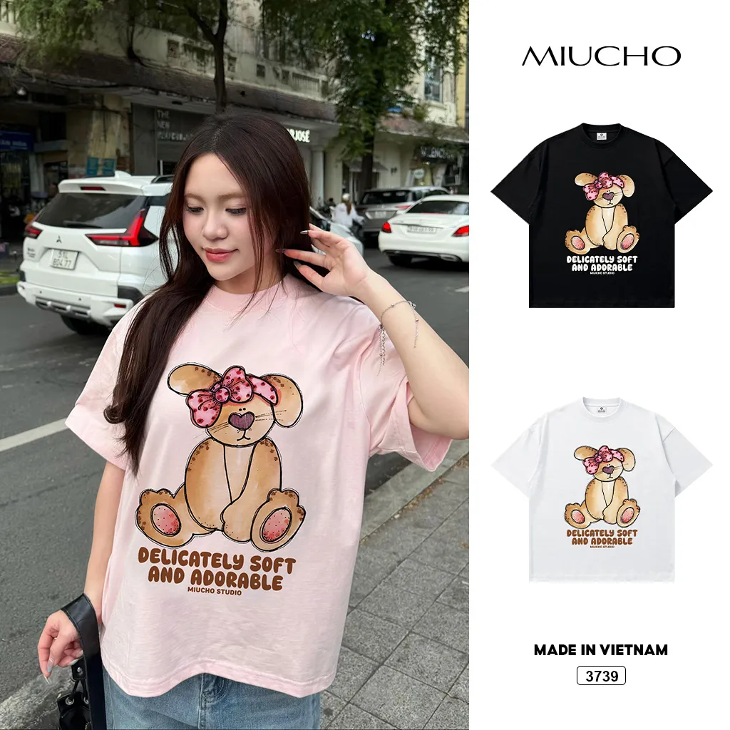 Áo thun nữ form boxy mùa hè chất thoáng mát phong cách dễ thương Miucho 3739