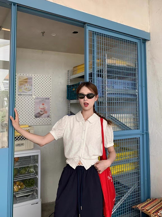 Lucas - Áo sơ mi thô cổ đức cộc tay, chun cổ tay và gấu áo WGWE_thumbnail_4