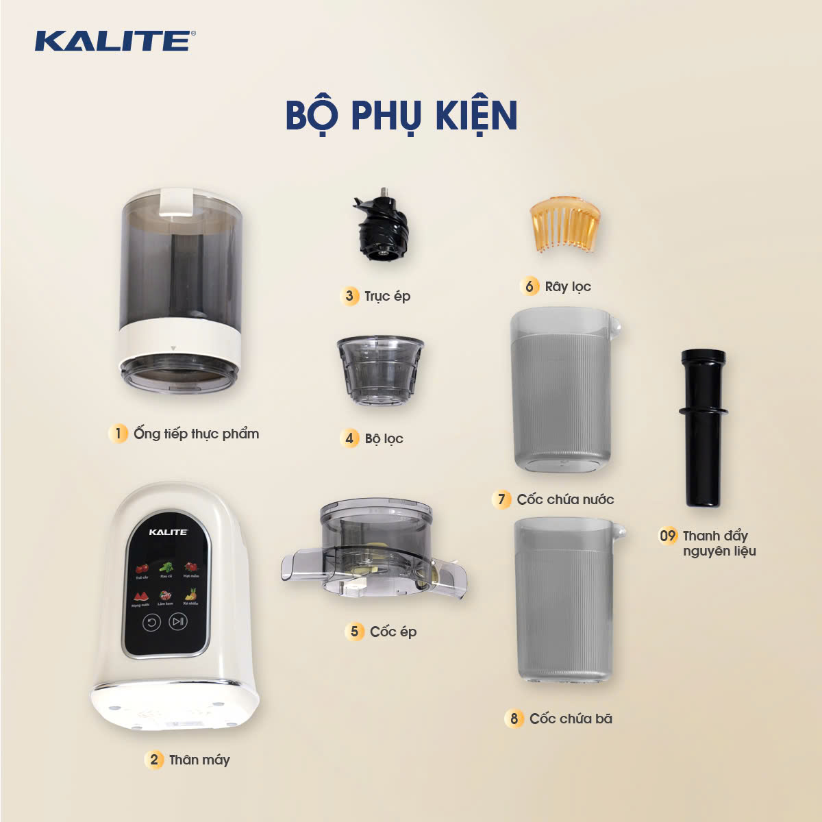 Máy ép chậm Kalite KSJ569 ép kiệt bã 99% không sinh nhiệt tích hợp làm kem_thumbnail_4