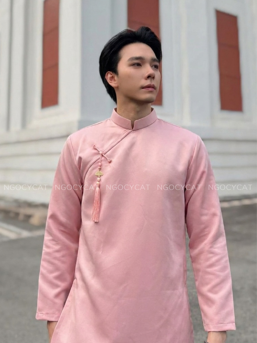 Áo Dài Nam Màu Hồng Trơn_thumbnail_1