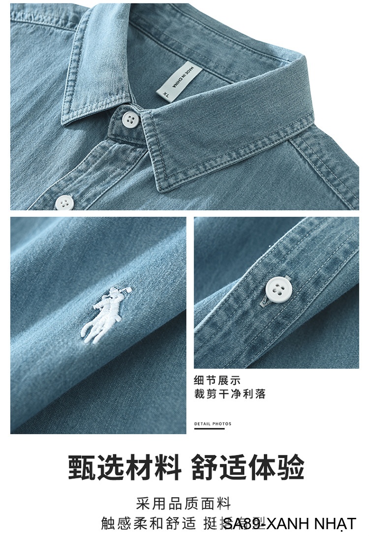 SA89 - Áo sơ mi denim nam tay ngắn phong cách Nhật Bản, chất cotton mềm mại, form rộng thoải mái_thumbnail_10