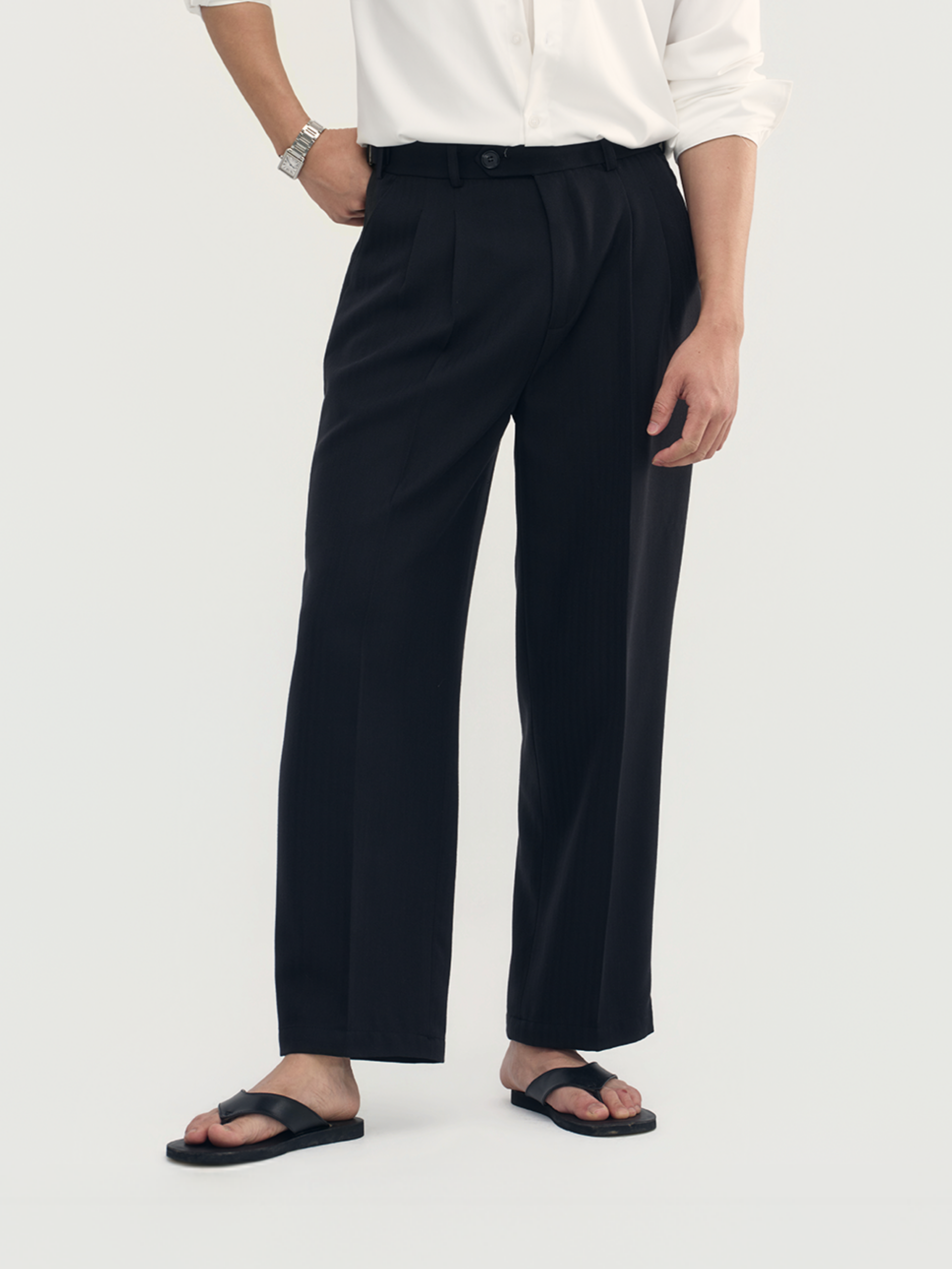 Quần Dài Side Tab Swift Vải Herringbone Form Straight