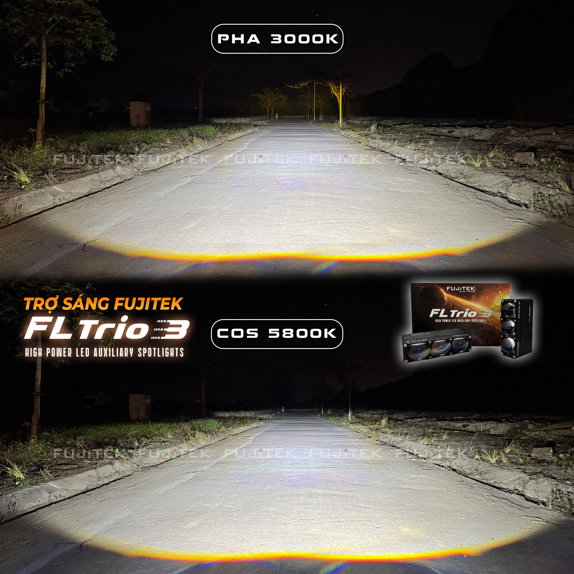 Đèn trợ sáng Fujitek FL Trio 3 công suất mạnh mẽ_thumbnail_2