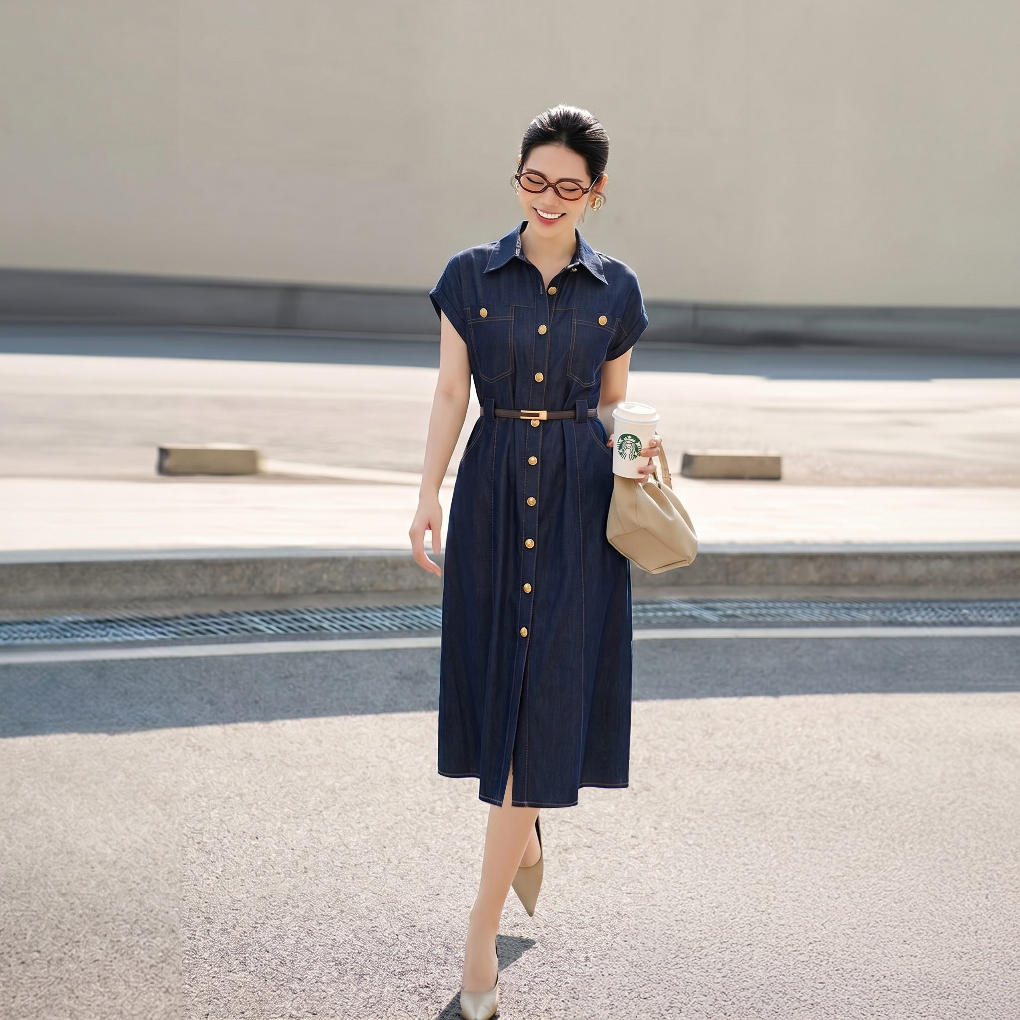 Đầm sơ mi jean 26200