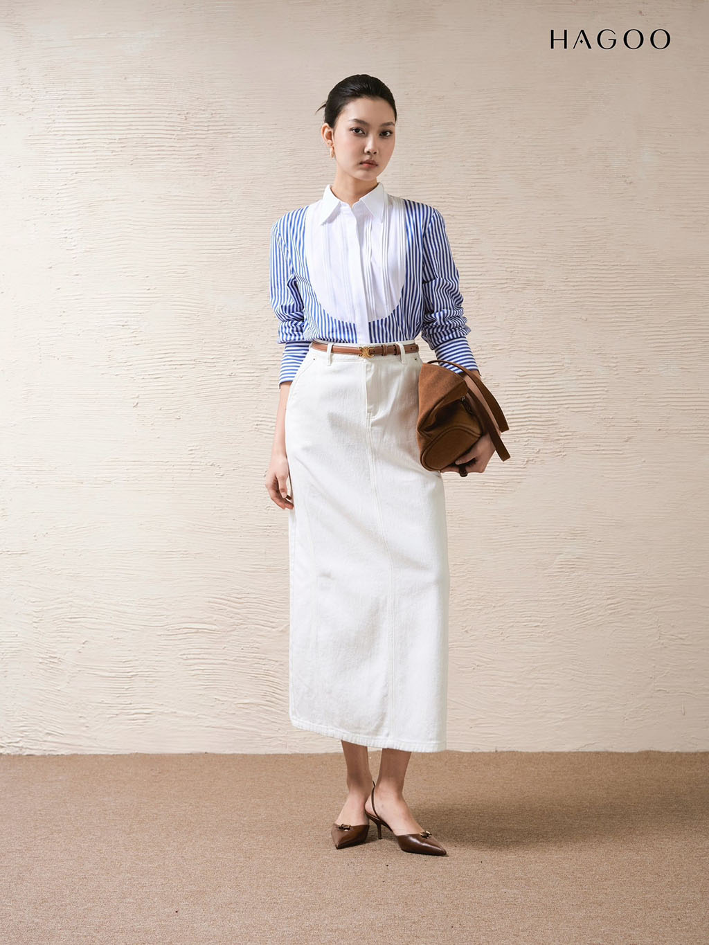 Chân váy jean xuông bổ vát HAGOO