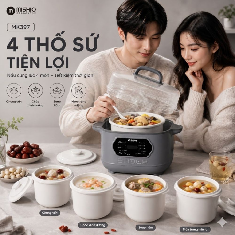 Nồi hầm lòng sứ 3L Mishio MK397