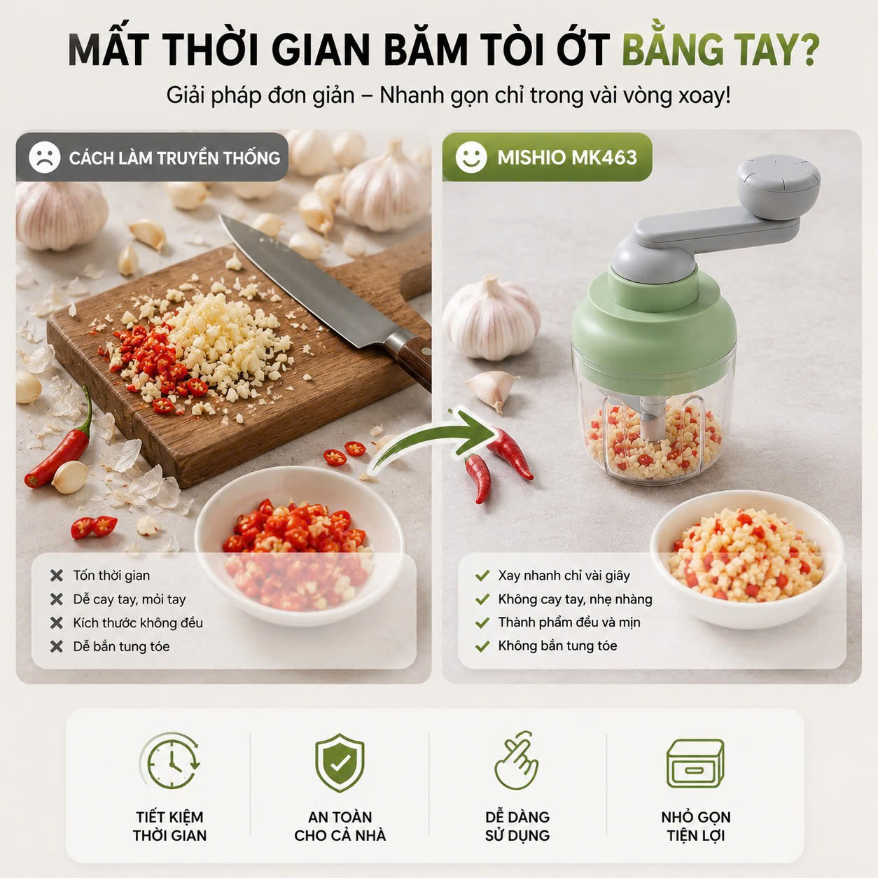 Máy Xay Tỏi Ớt Cầm Tay Mishio MK463 - Xoay tay siêu bền, dễ tháo lắp vệ sinh_thumbnail_5