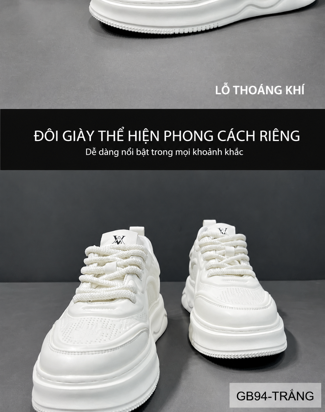 GB94 - Giày thể thao nam trắng đế dày, da thật thoáng khí, kiểu dáng retro thời thượng_thumbnail_7