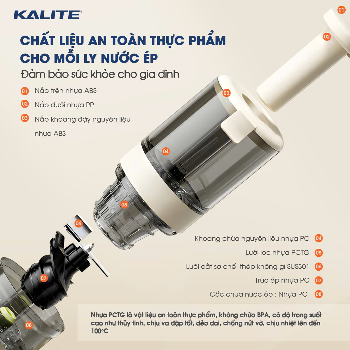 Máy ép chậm Kalite KSJ569 ép kiệt bã 99% không sinh nhiệt tích hợp làm kem_thumbnail_8