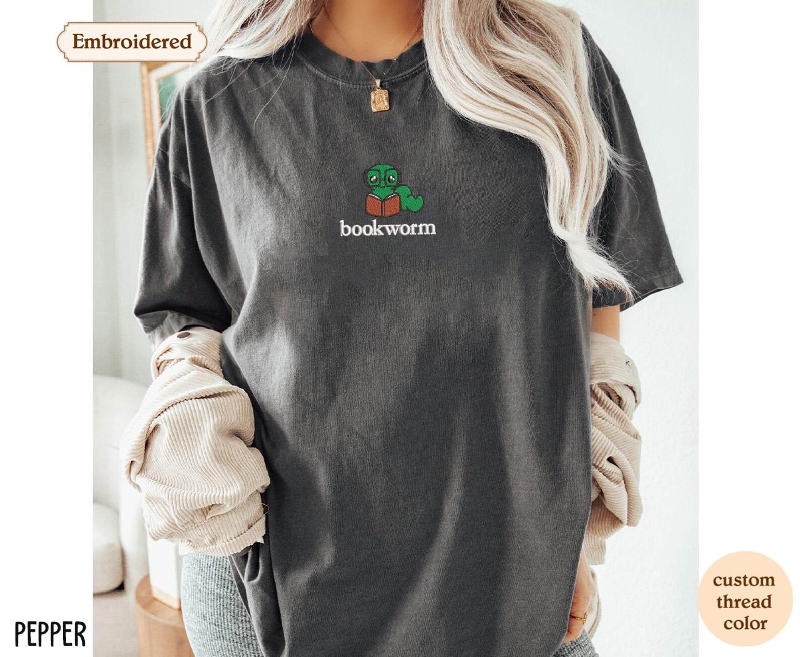 Bookworm Embroidered shirt