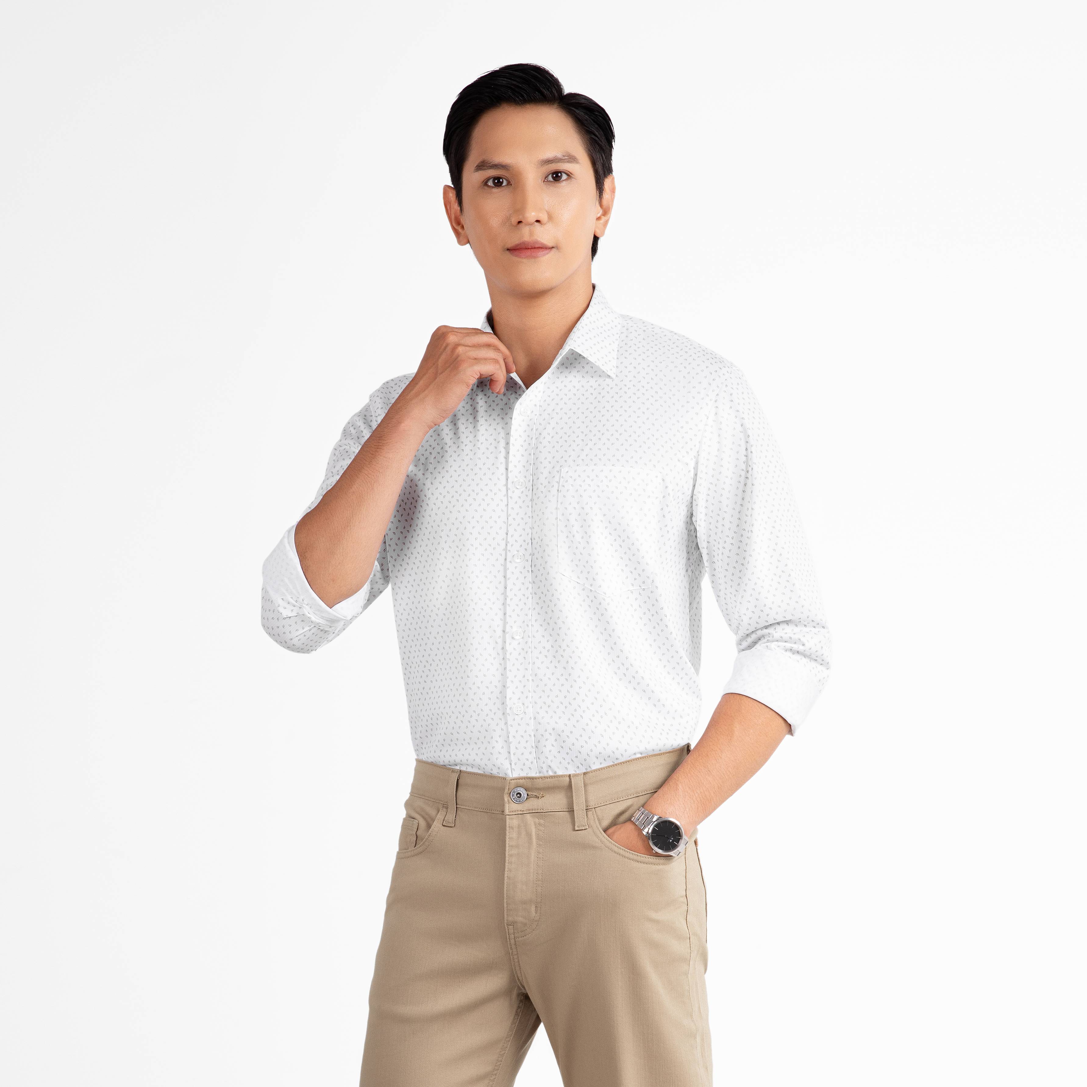 Áo Sơ Mi Hoạ Tiết Dài Tay - Form Regular  Vải Bamboo
