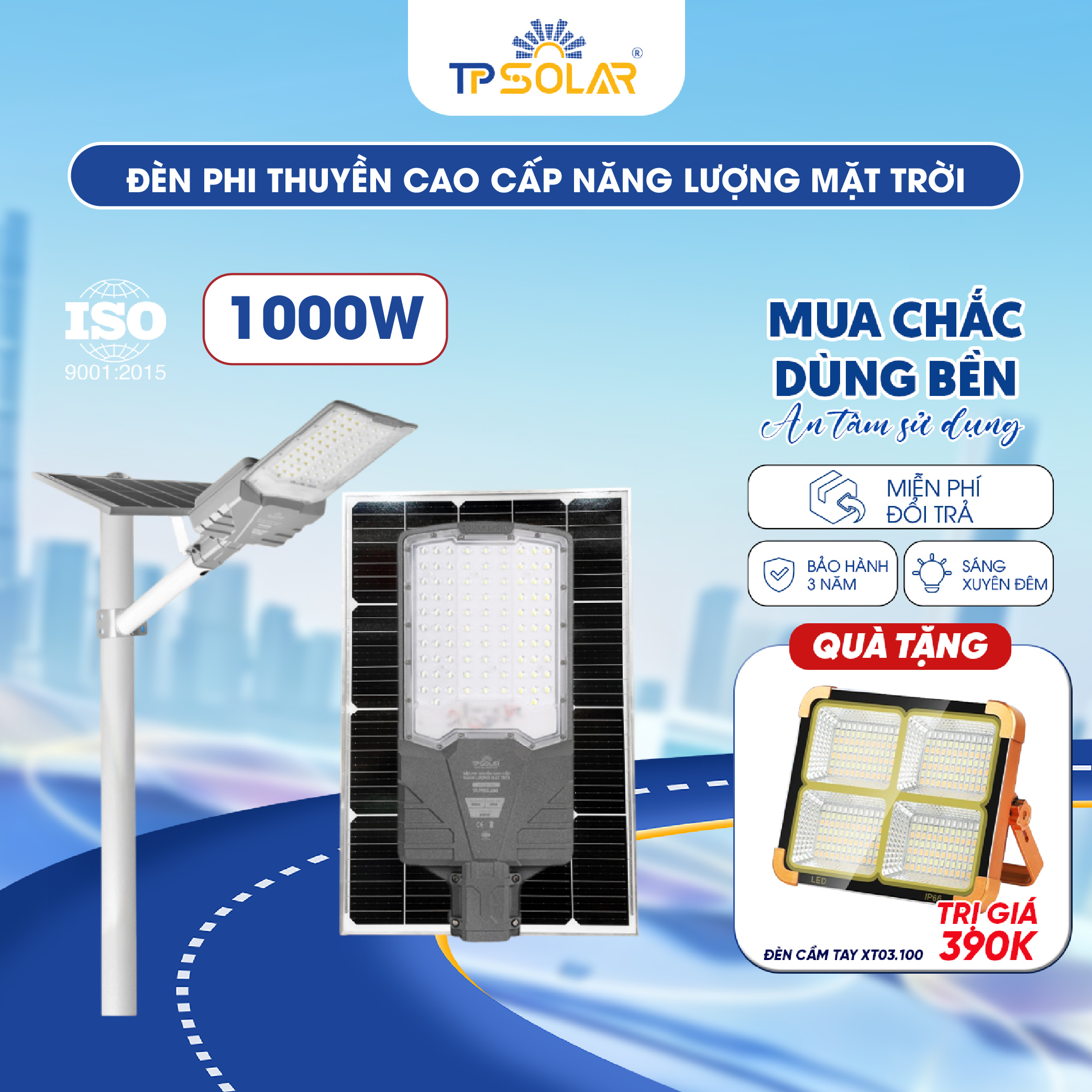 Đèn phi thuyền cao cấp năng lượng mặt trời TP.PT11.1000