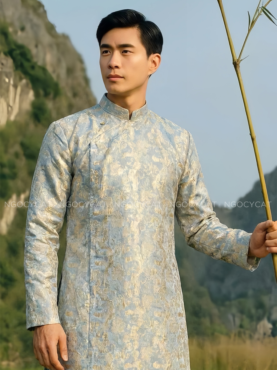 Áo Dài Nam Màu Xanh Loan_thumbnail_2