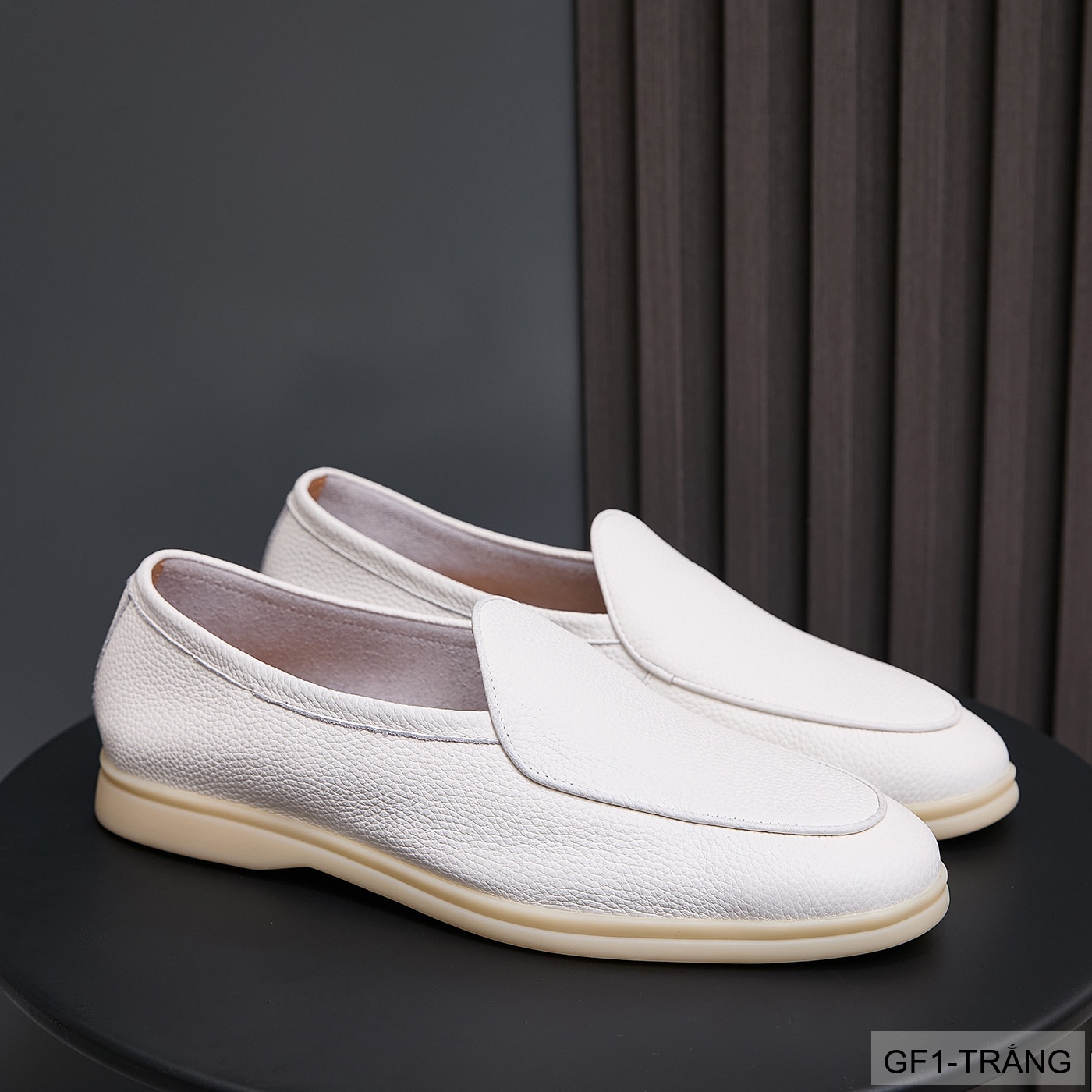 GF1 - Giày lười nam da bò vân vải, thiết kế casual mùa hè, màu trắng đen_thumbnail_9