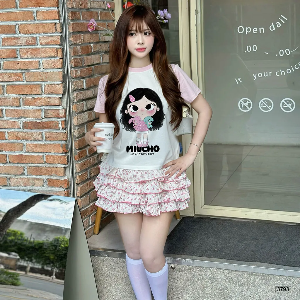 Áo babytee phối tay raglan mix màu Cartoon Baby Girl dễ thương Miucho 3793_thumbnail_2