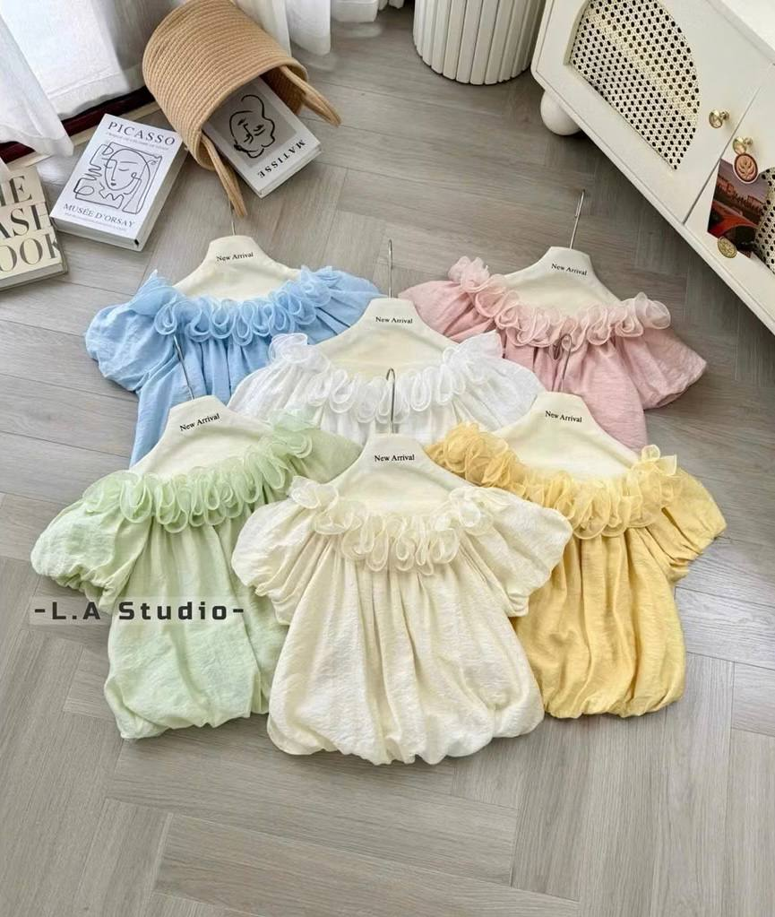 Áo Kiểu Nữ Tay Ngắn cổ nhún bèo voan bí LUH.9053 (C) (0687)_thumbnail_1