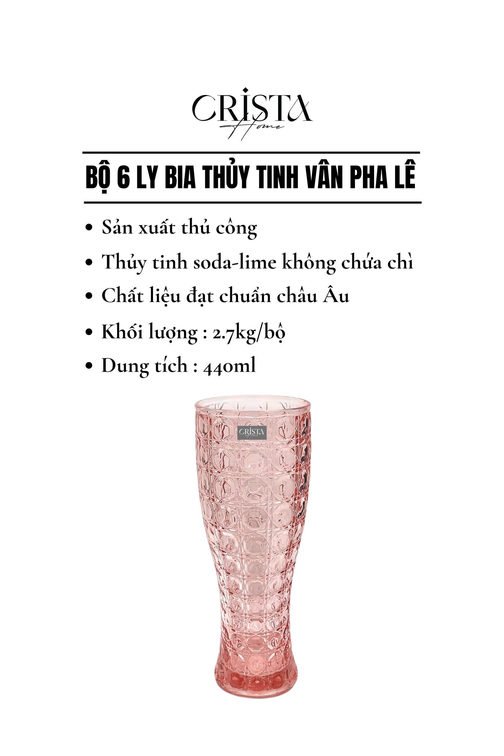 Set 6 ly bia thủy tinh vân pha lê nổi 440ml Crista Home_thumbnail_6