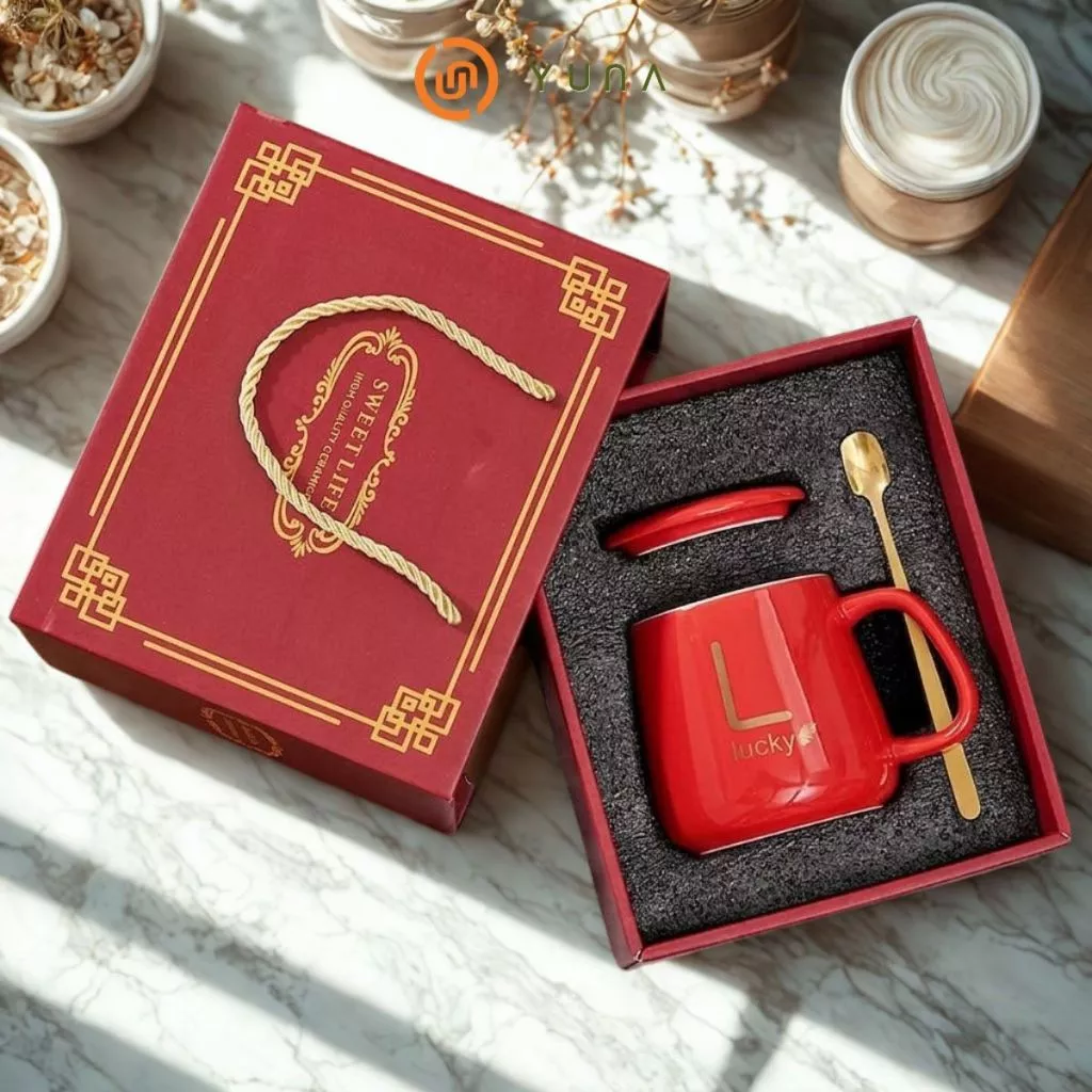 Set Cốc Sứ Kèm Hộp Quà Cao Cấp – Ly Uống Nước Decor Siêu Xinh, Tặng Kèm Thìa & Thiệp_thumbnail_3