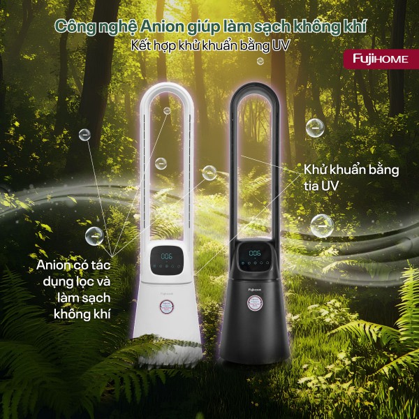 Quạt không cánh lọc không khí khử khuẩn Anion+ UV, kết nối WIFI Fujihome BF065-B/W_thumbnail_10