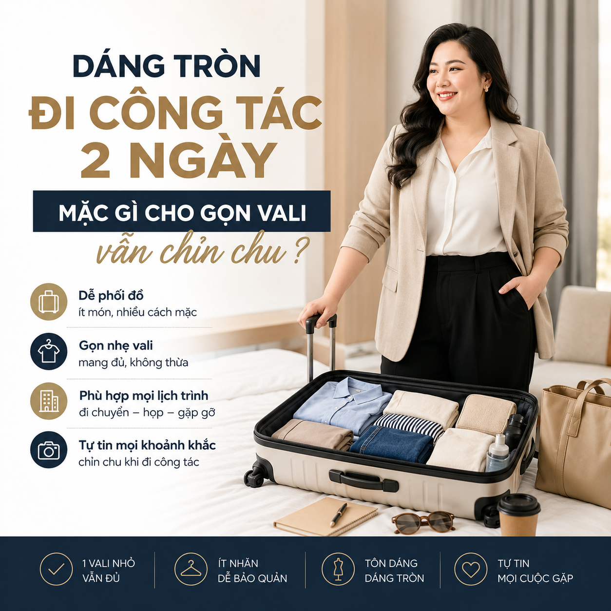 Dáng Tròn Đi Công Tác 2 Ngày Mặc Gì Cho Gọn Vali