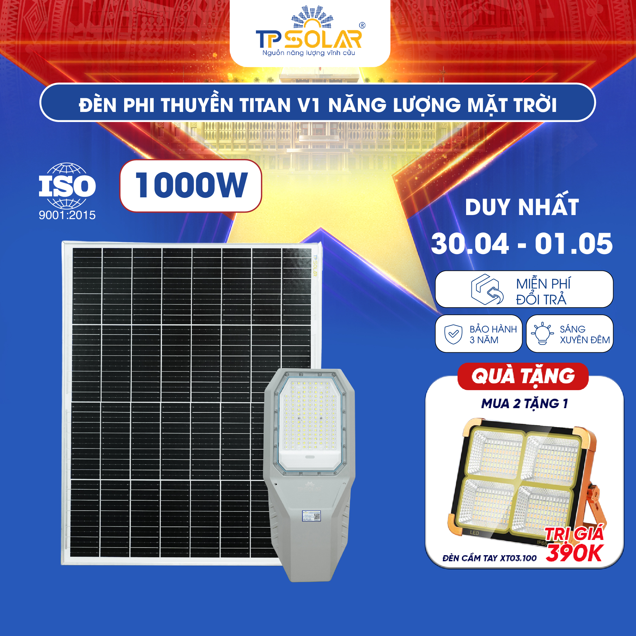 Đèn phi thuyền TITAN V1 năng lượng mặt trời TP SOLAR PRO PT21