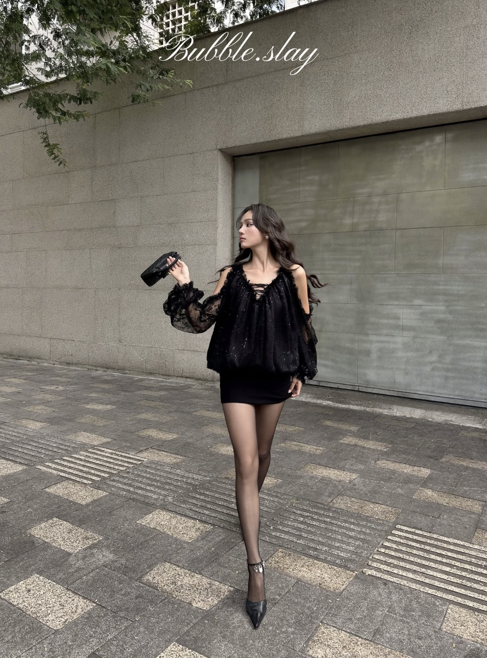 BUBBLE - SELENE LACE WHITE/BLACK DRESS_thumbnail_4