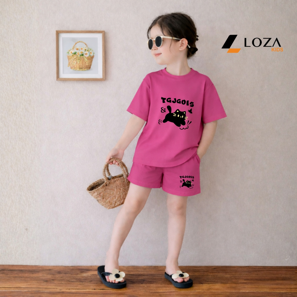 Set bộ bé gái hình mèo đen TGJGOIS - Kids SB652 SB652