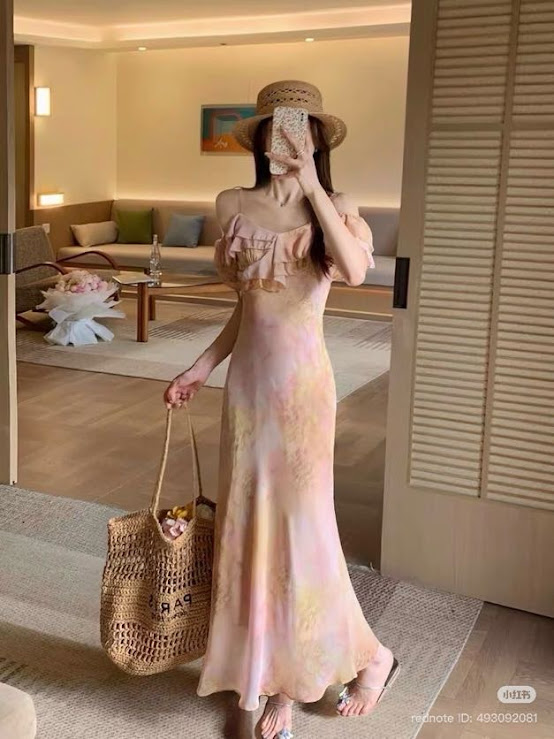 Lucas - Váy hoa 2 dây vải loang bèo ngực tầng 2 lớp dáng maxi KAMA_thumbnail_2