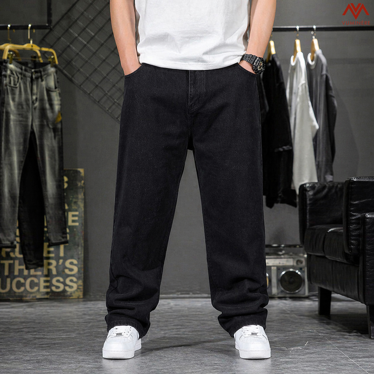 Quần Jeans nam VUMINÉRE - Wide Leg Jeans Form suông ống rộng