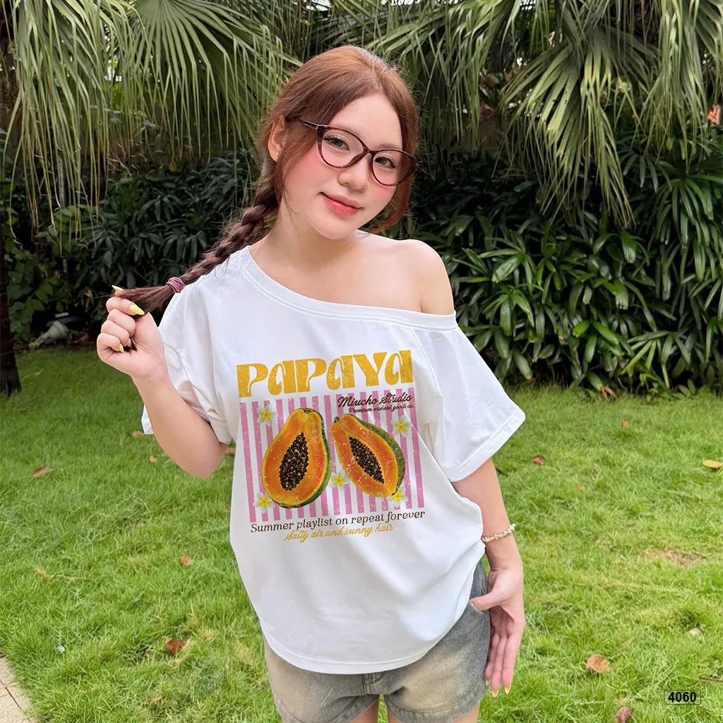 Áo thun nữ form rộng lệch vai Summer vibe Miucho 4060_thumbnail_4