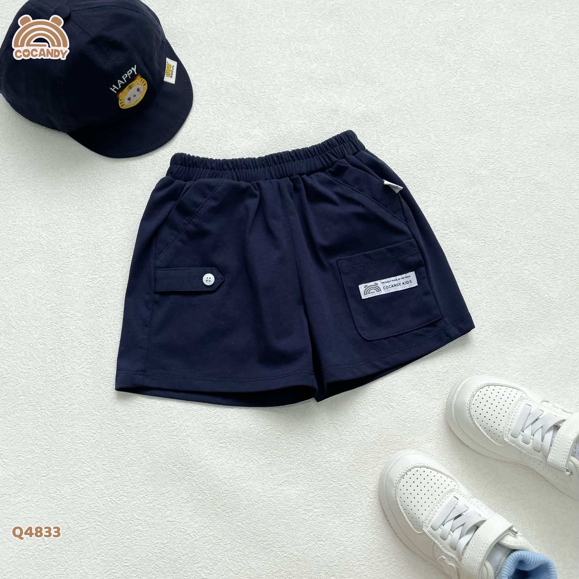 Quần cộc cotton XANH THAN túi ốp_thumbnail_1