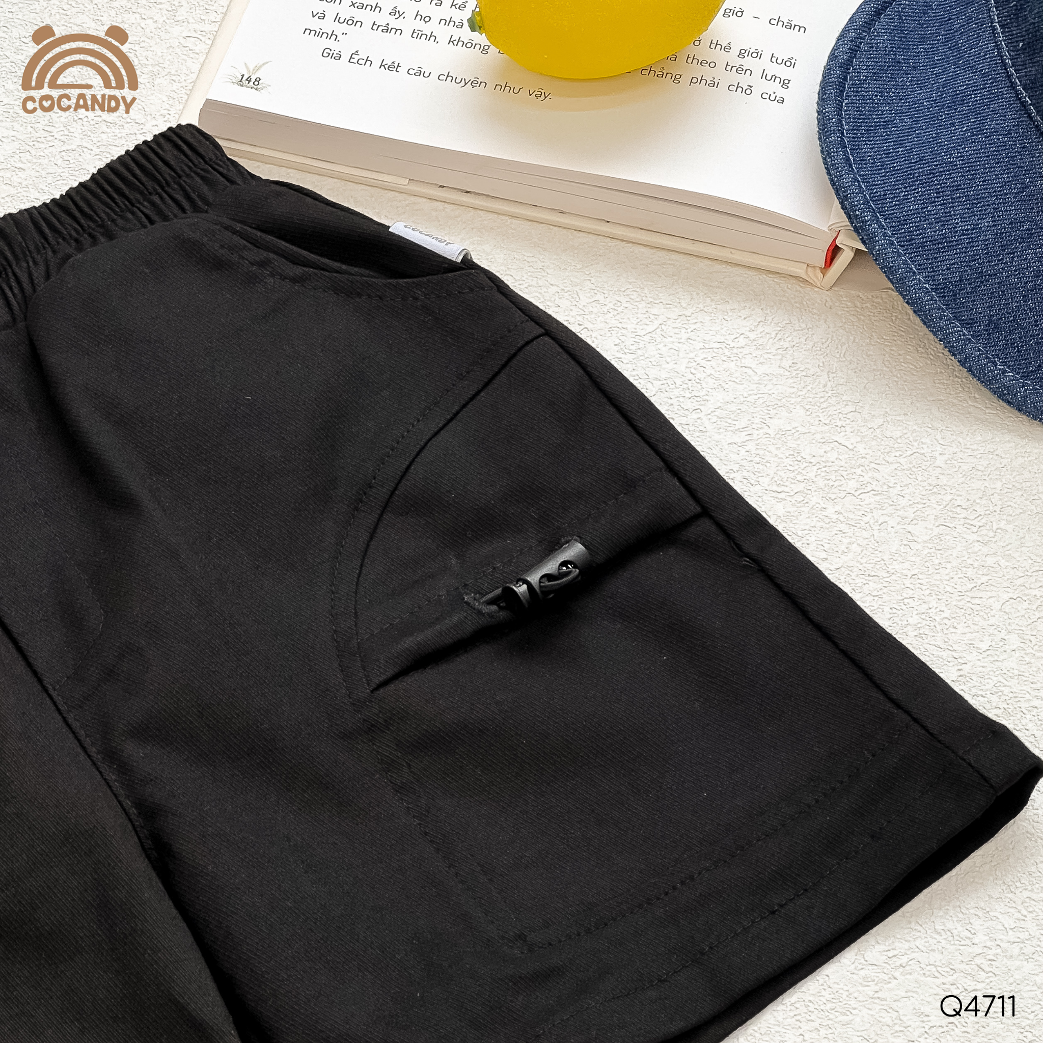 Quần cộc (form lửng) kaki ĐEN túi dây rút_thumbnail_5