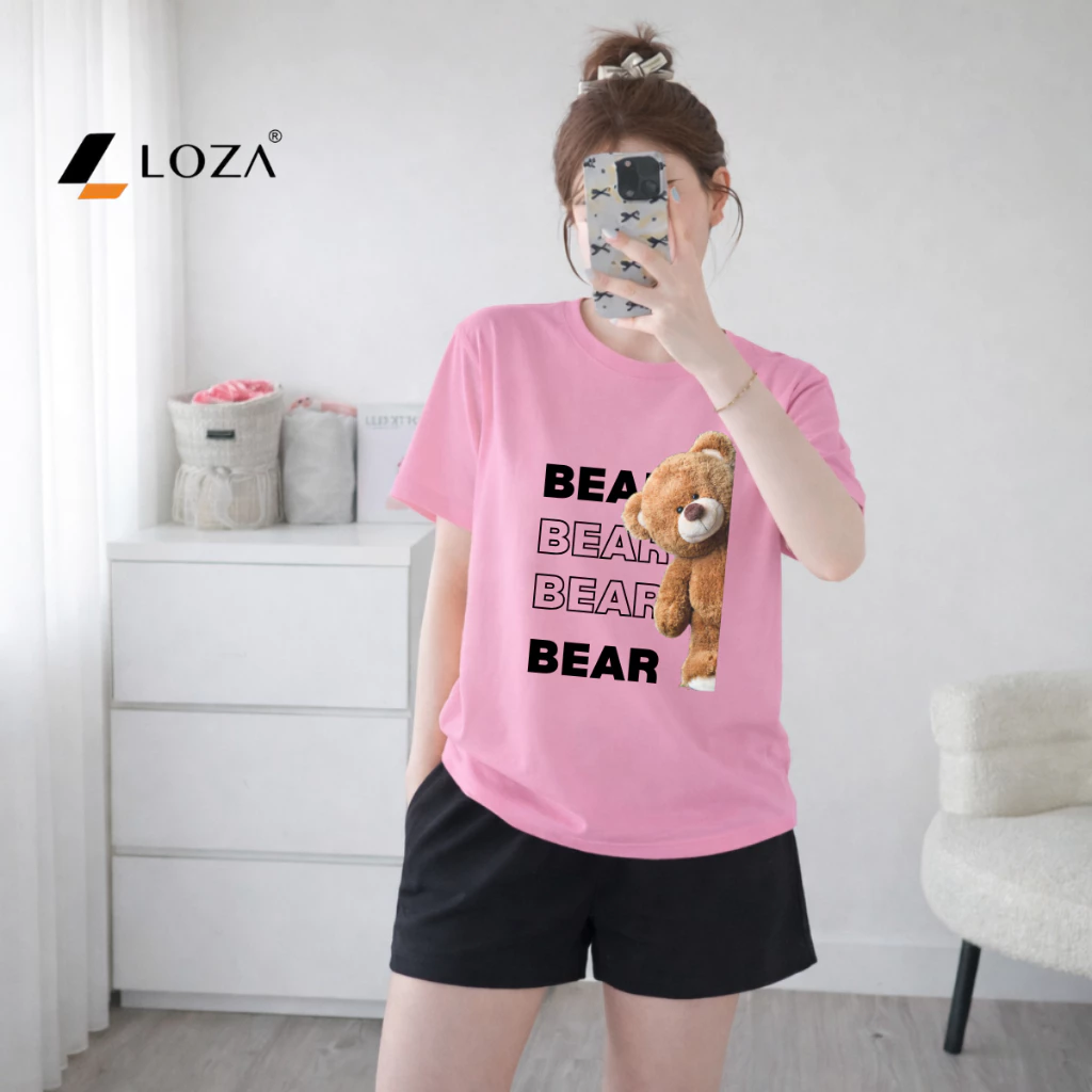 Set đồ nữ LOZA hình gấu Bear - Đồ bộ nữ mùa hè gồm áo thun dáng rộng + quần đùi cotton - BP17_thumbnail_8