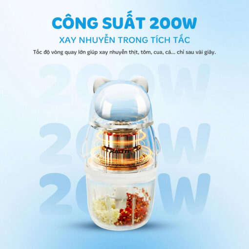 Máy xay mini đa năng Kalite MiuMiu, dung tích 350ml, lưỡi dao 6 bằng inox304, bắt mắt với điểm nhấn tai mèo thần tài_thumbnail_1