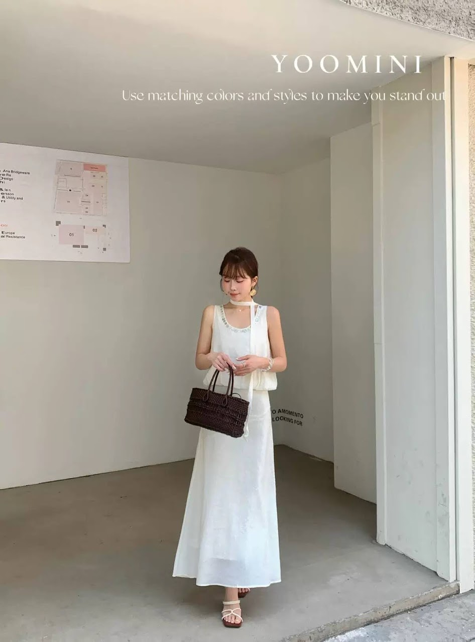 Lucas - Set áo zile viền charm quanh cổ + dây + chân váy dáng xòe maxi_thumbnail_3