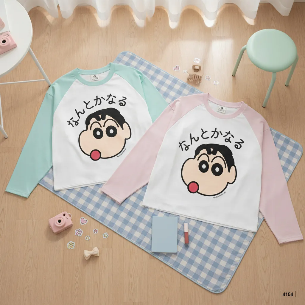 Áo thun tay dài phối raglan Shiin chan đáng yêu Miucho 4154_thumbnail_7