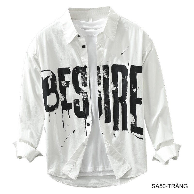 SA50 - Áo Sơ Mi Nam Dài Tay In Chữ Phong Cách Nhật Bản, Chất Cotton Mềm Mại, Phù Hợp Mặc Hàng Ngày_thumbnail_3