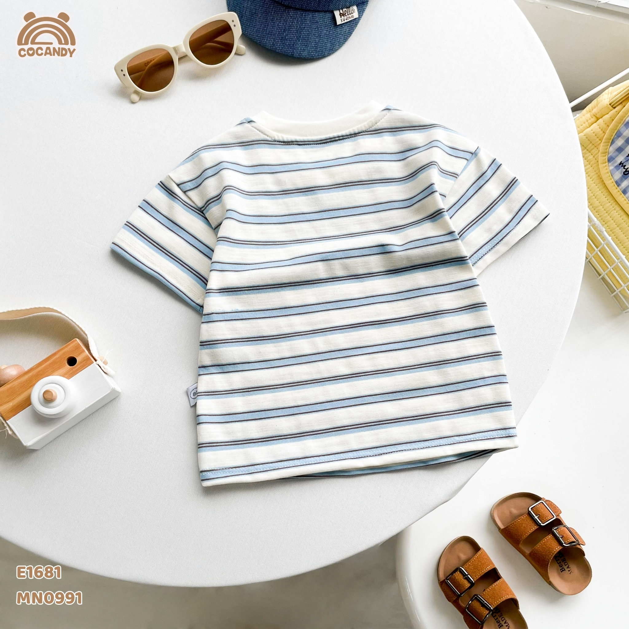 Áo cộc cotton kẻ XANH hình voi_thumbnail_5