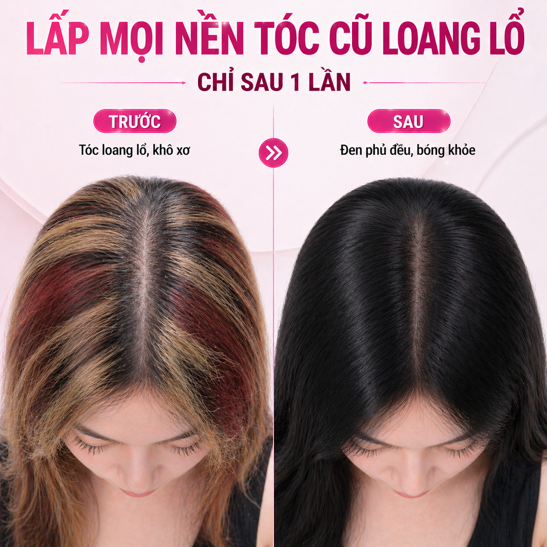 Thuốc Nhuộm Tóc Đen (Đen Tuyền / Tự Nhiên) - Phủ Bạc, Lấp Mọi Nền Tóc Cũ, Tặng Full Dụng Cụ_thumbnail_3