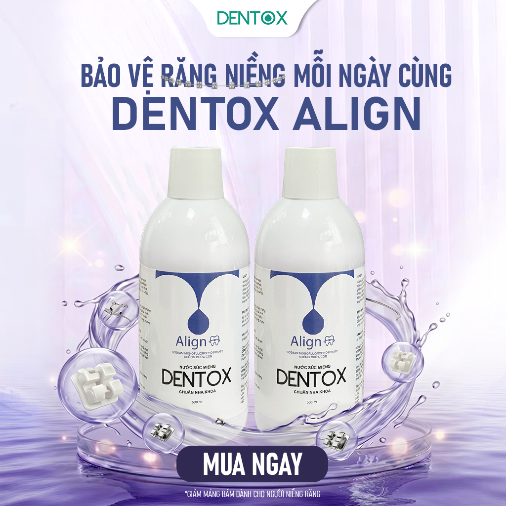 COMBO 2 CHAI DENTOX ALIGN – Nước súc miệng chai 500ml, không cồn dành cho người niềng răng và người dễ bám mảng bám_thumbnail_2