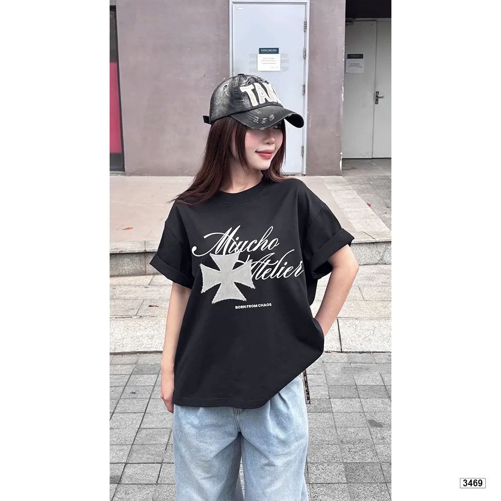 Áo thun boxy nam nữ dày dặn đứng form thiết kế cổ điển Miucho 3469_thumbnail_5
