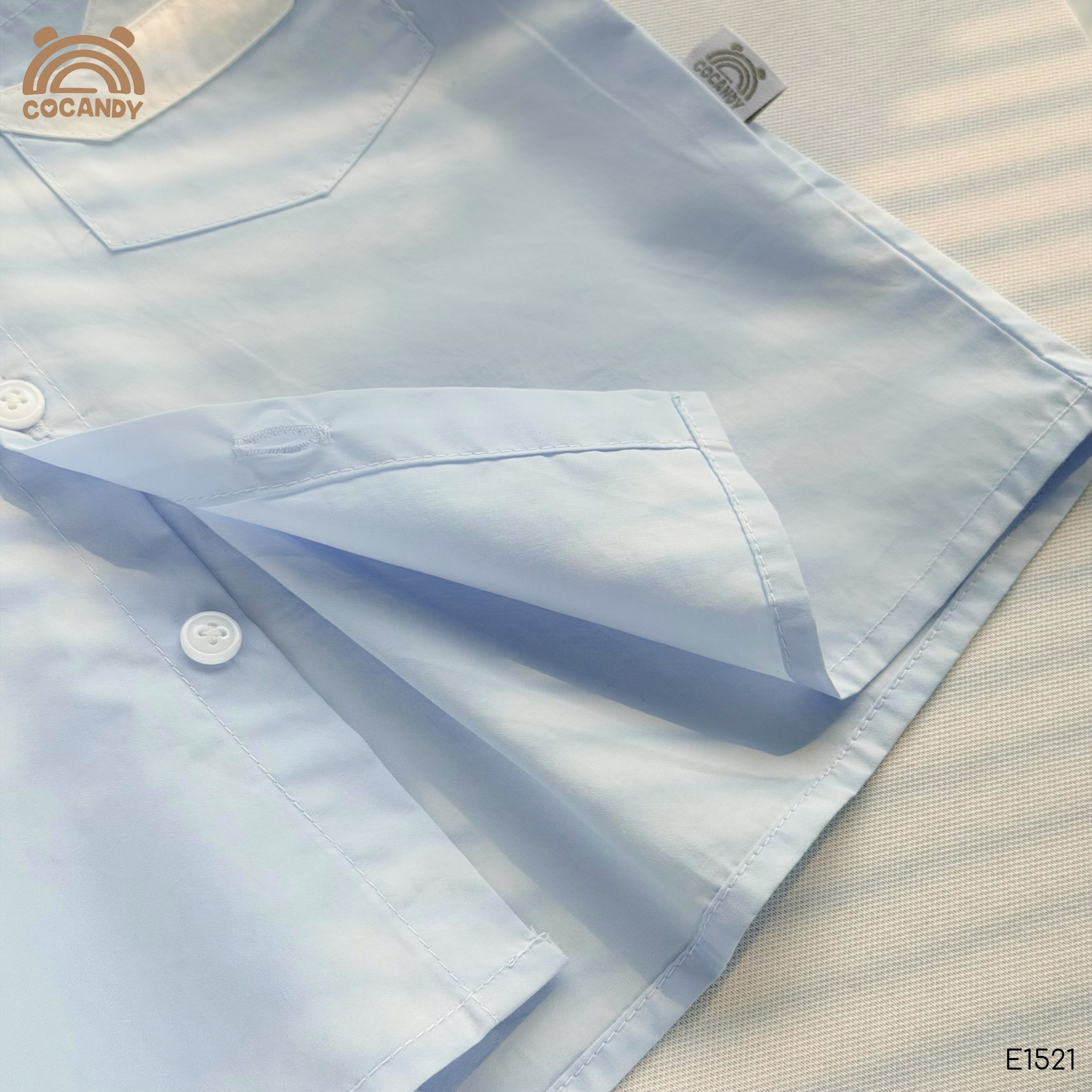 Áo cộc sơ mi XANH túi phối thuyền buồm_thumbnail_1