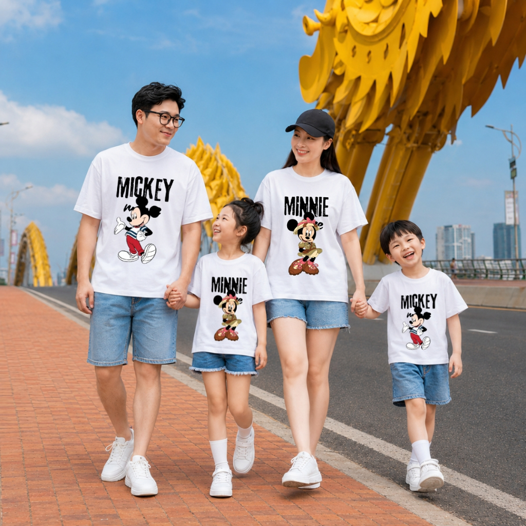 Áo phông gia đình 3,4,5 người in Mickey- Minnie- Áo đồng phục gia đình chất liệu thun cotton size 15-82kg – Mã GĐ022_thumbnail_3