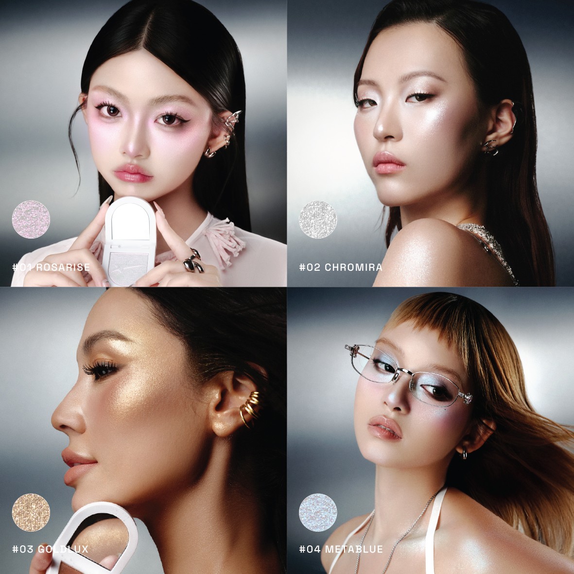 COMBO 4 CHROMARISE HOLO HIGHLIGHTER TRENDY BEAUTY