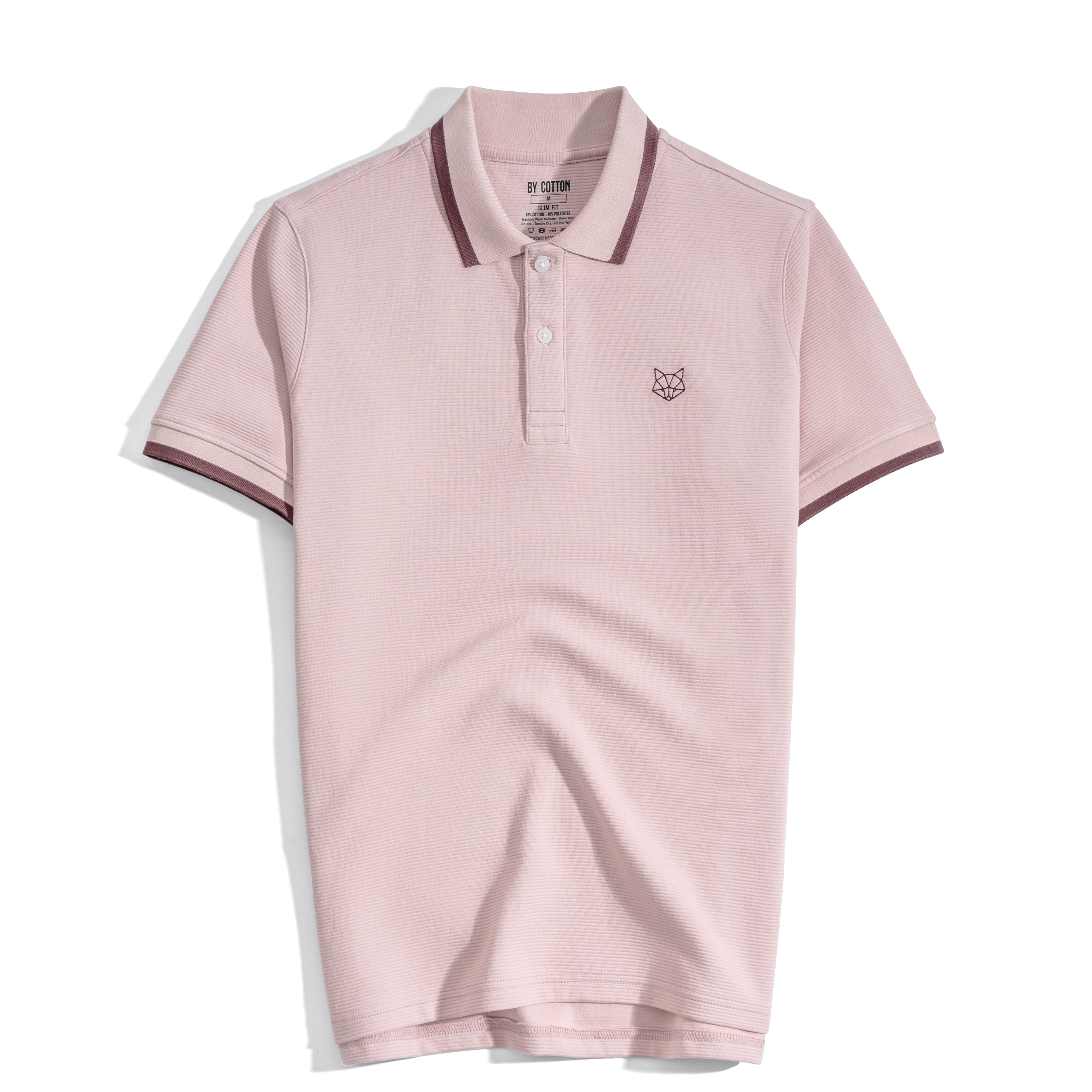 Áo Thun Polo By Cotton Gân Tím Thêu Fox
