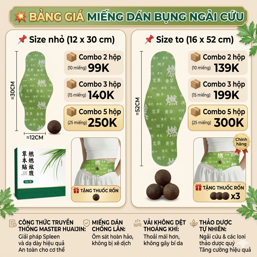 Miếng Dán Ngải Cứu Triệu Lộ Tư Thảo Mộc Giảm Vùng Bụng Giúp Giữ Ấm Hỗ Trợ Thải Độc Tự Nhiên Chăm Sóc Sức Khỏe